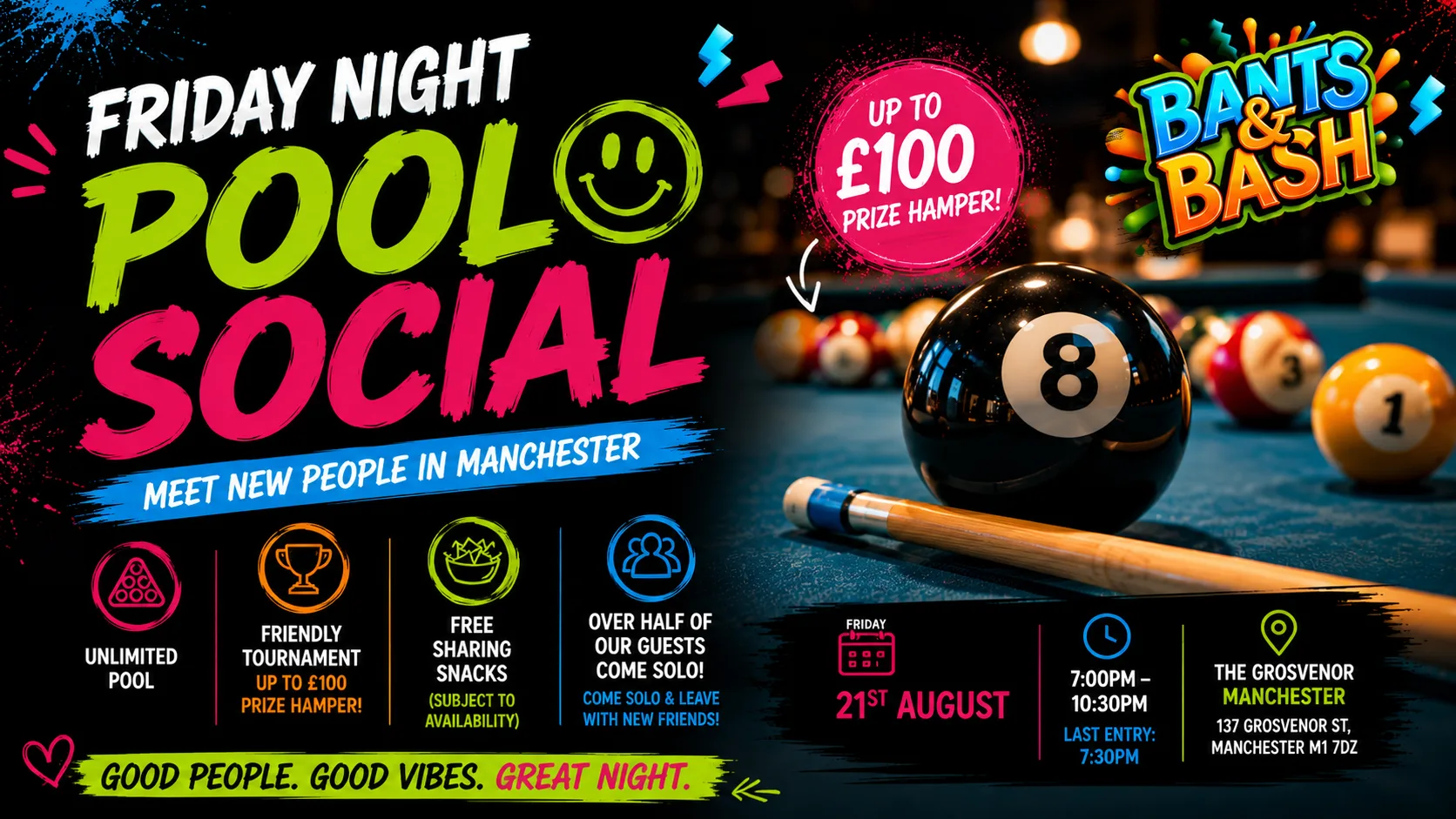 Bants & Bash: Meet New People in Manchester | Friday Night Pool Social