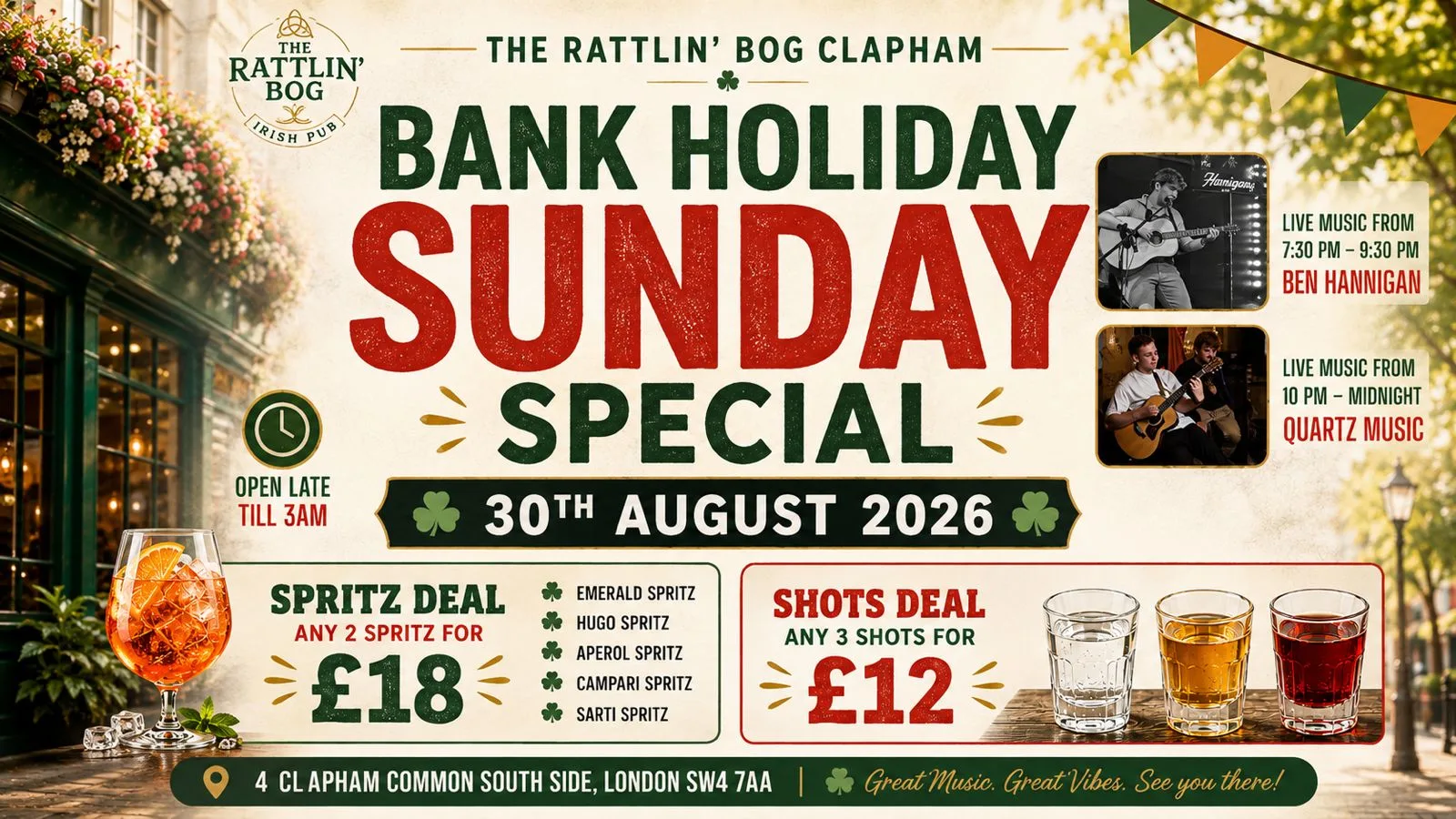 Bank Holiday Sunday Special | Live Music & Drinks Deals