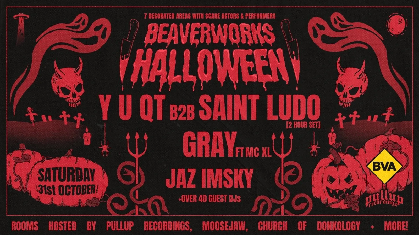 Beaver Works Halloween w/ Y U QT b2b Saint Ludo, Gray + more at BEAVER WORKS