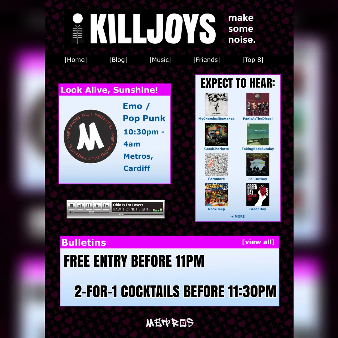 Killjoys - Friday 2nd October at Metros