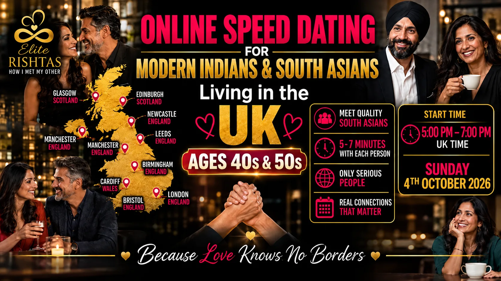 Online Speed Dating | For UK Indian Singles in their 40's & 50's at Online Event 