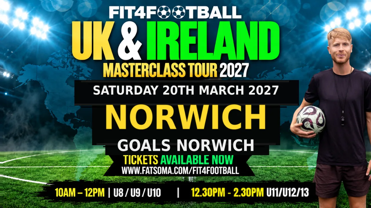 NORWICH FIT4FOOTBALL MASTERCLASS - U8/U9/U10 - SAT 20TH MARCH 2027 - 10AM - 12PM at Goals Norwich