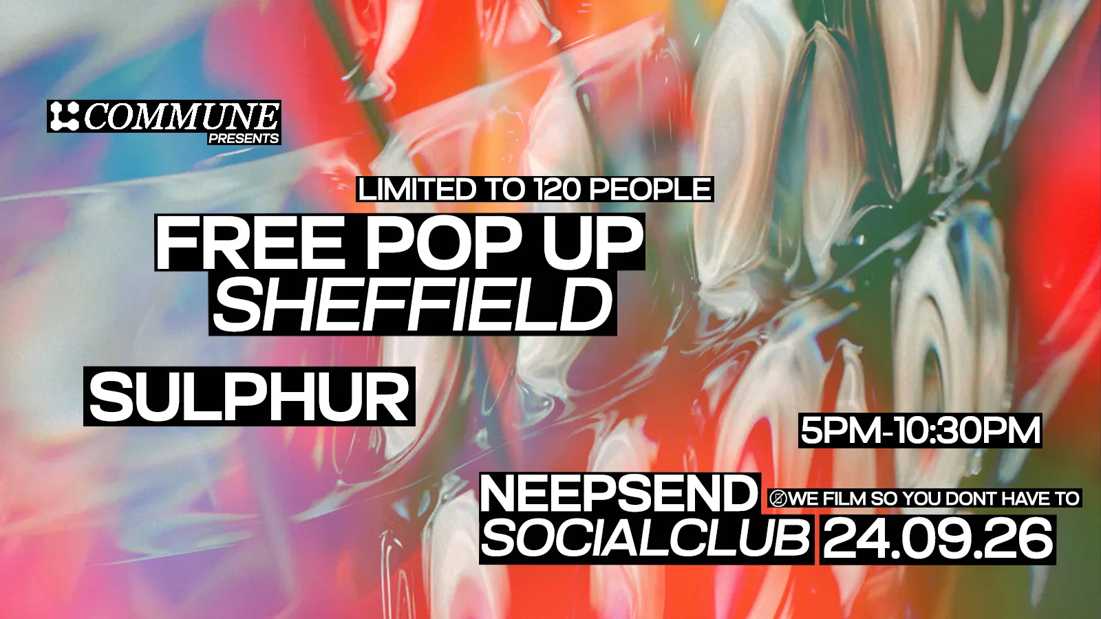 𝗖𝗢𝗠𝗠𝗨𝗡𝗘 𝗣𝗥𝗘𝗦𝗘𝗡𝗧𝗦: FREE POP-UP PARTY WITH SULPHUR at Neepsend Social Club & Canteen