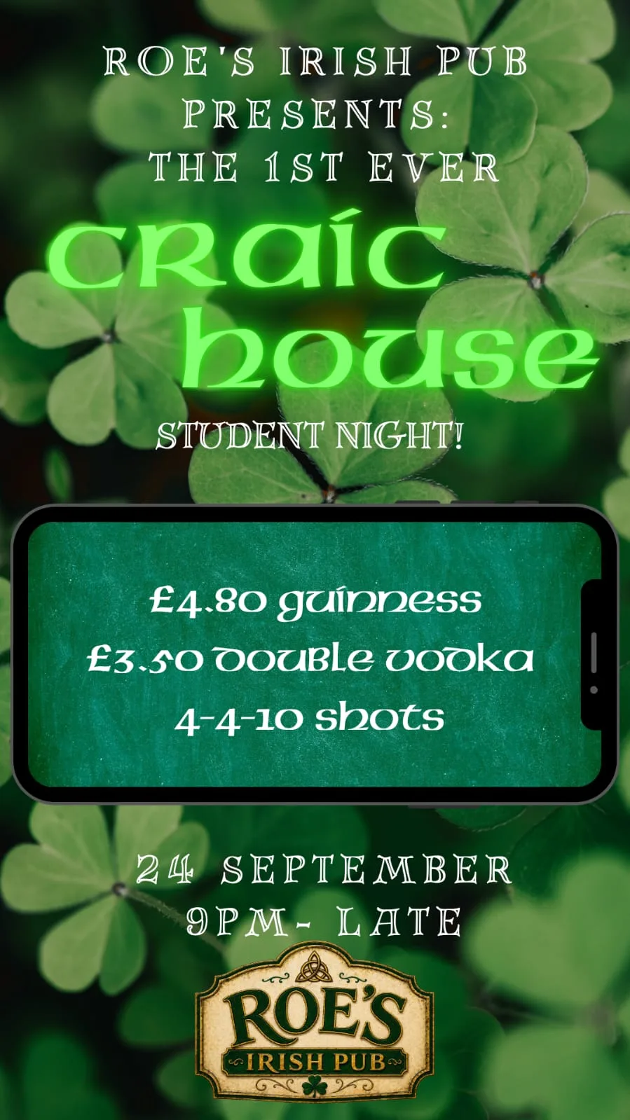 Craic House at Roe's Irish Pub