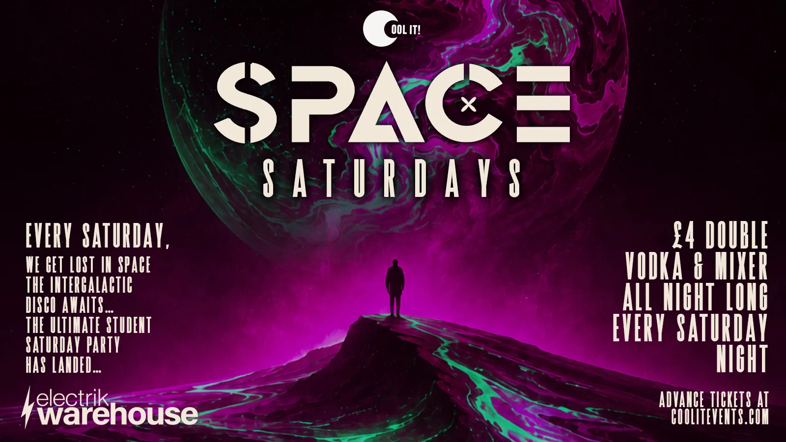 🪩 👾 SPACE SATURDAYS 👾 🪩 ‼️£4 DOUBLE VODKA & MIXER ‼️ STUDENT SATURDAYS @ Electrik WAREHOUSE