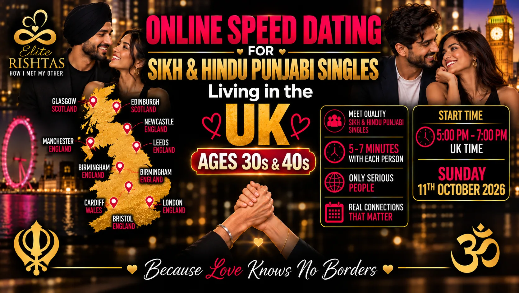 Online Speed Dating | For UK Sikh & Hindu Punjabi Singles in their 30s & 40s at Online Event