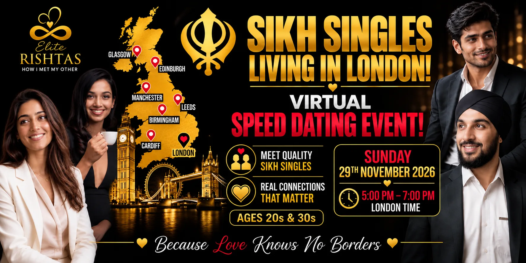 Online Speed Dating | For Sikh Singles in London, UK (Ages 20s & 30s)