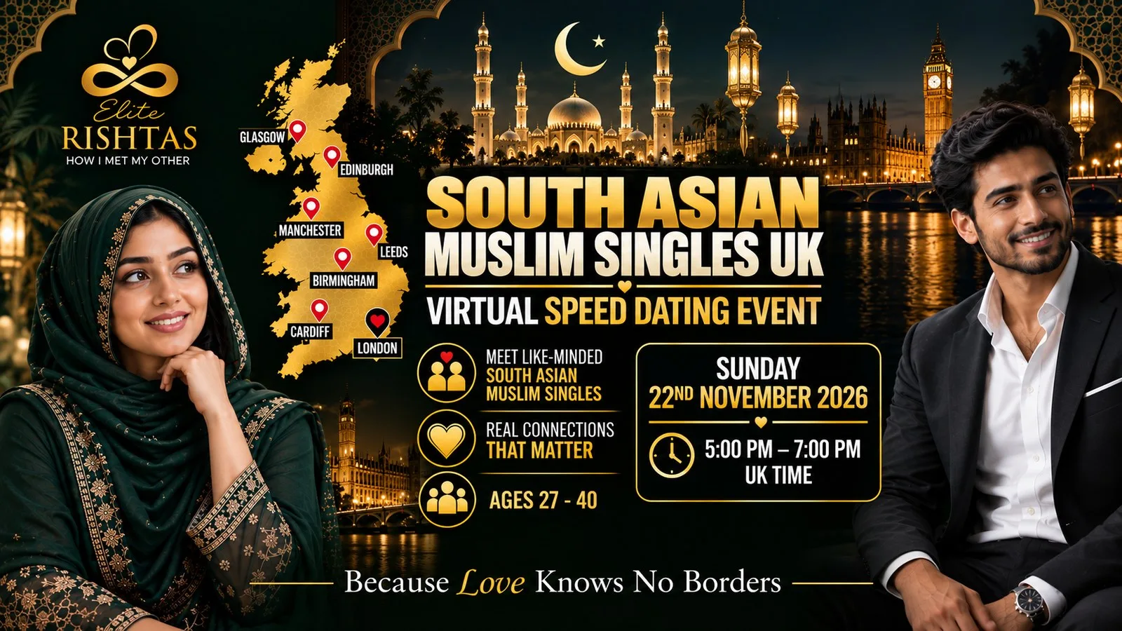 Online Speed Dating | For UK South Asian Muslim Singles (Ages 27 - 40) at Online Event