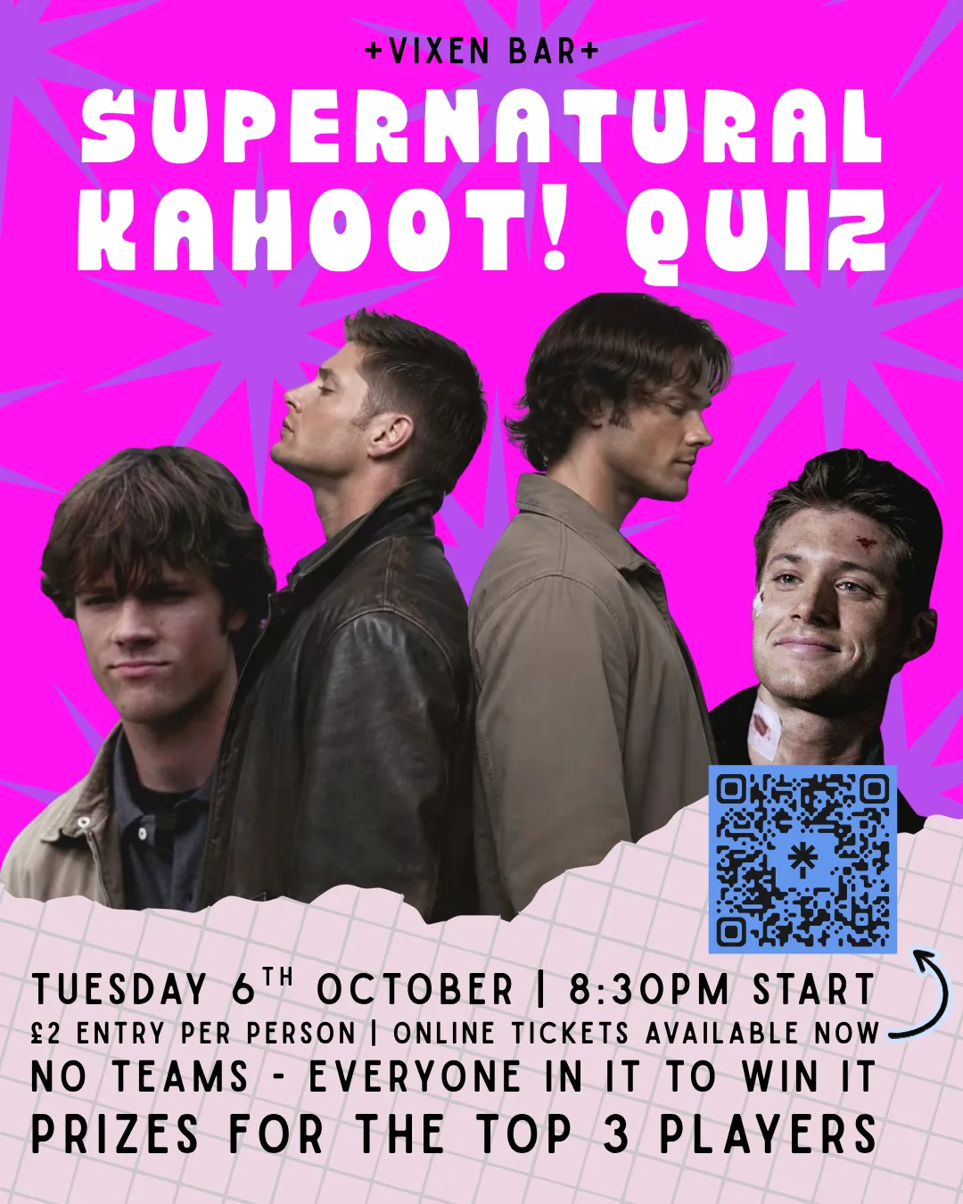Supernatural Kahoot! Quiz at Vixen Bar