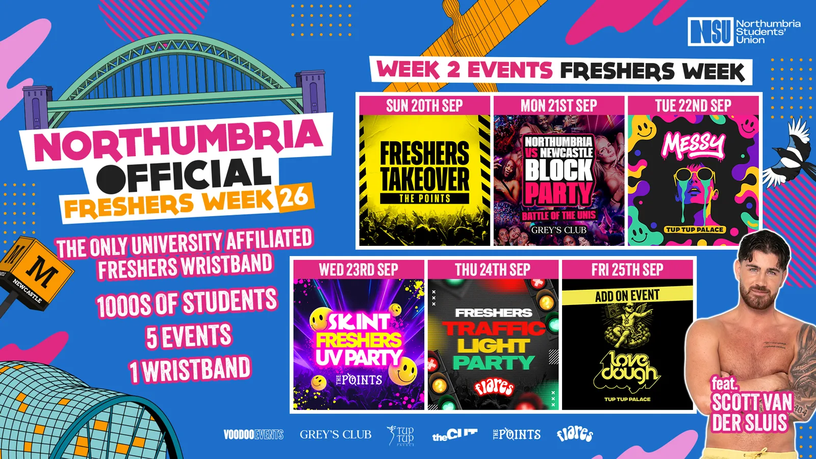 THE OFFICIAL NORTHUMBRIA UNIVERSITY FRESHERS WRISTBAND - ⚡️WEEK 2 EVENTS ⚡️