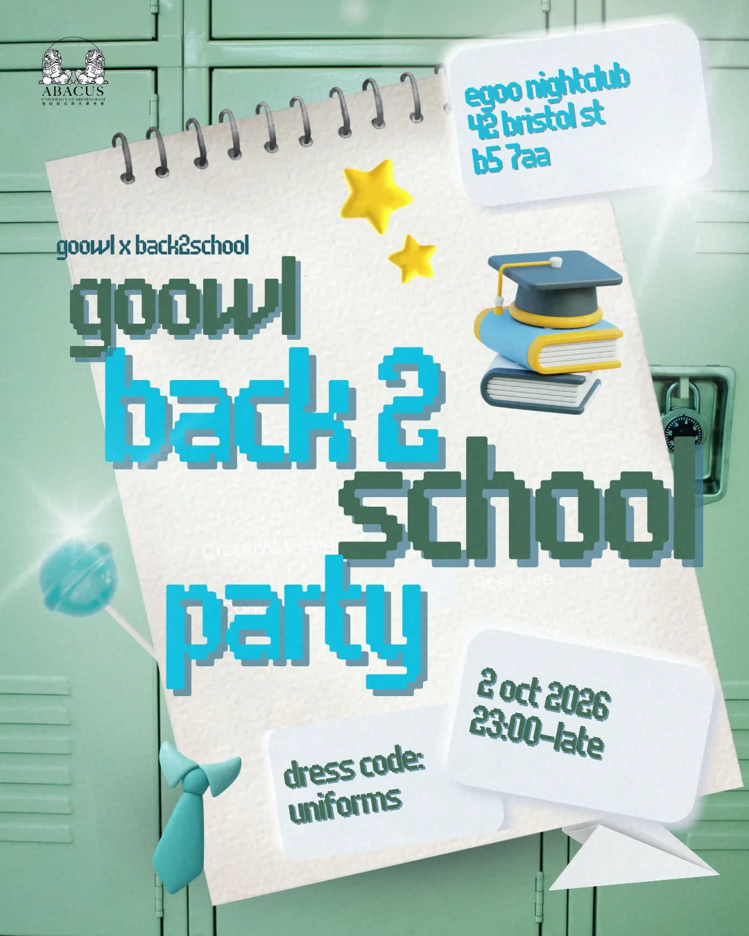 Birmingham Students ABACUS Fresher's Party 🎒🎉 at Egoo Bar & Lounge - Exclusive Nighclub