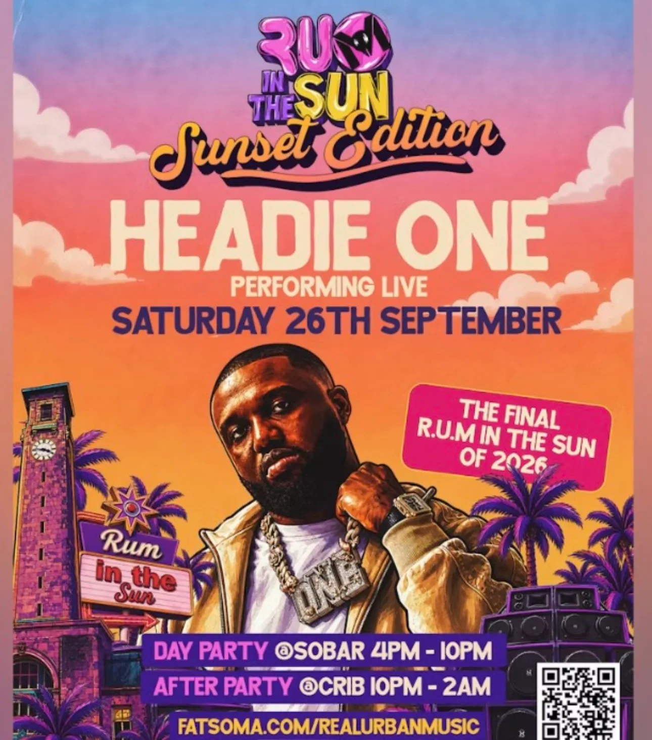 R.U.M IN THE SUN SUNSET EDITION : HEADIE ONE PERFORMING LIVE at Sobar Southampton