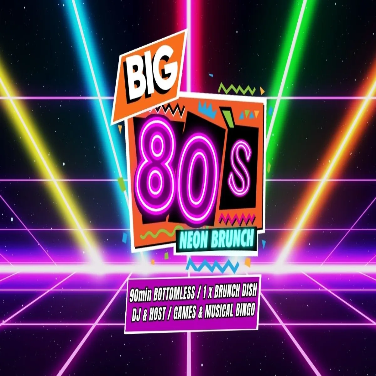 Big 80s Neon Bottomless Brunch - Big Belly Southbank at Big Belly Bar & Comedy Club London