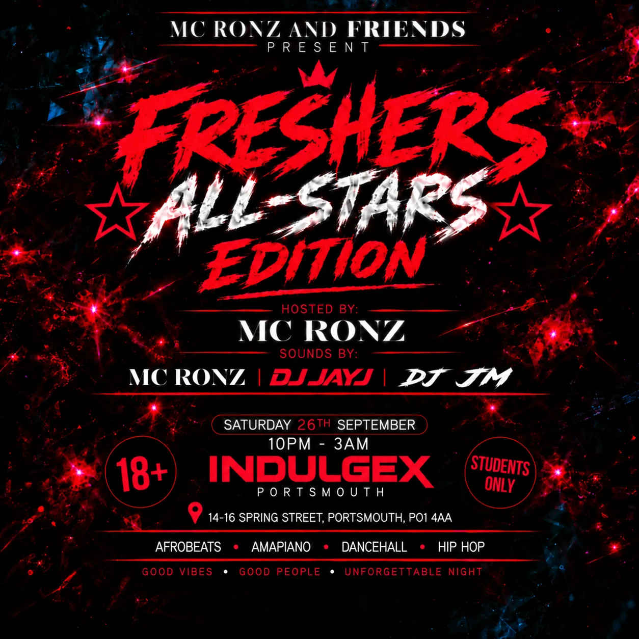 Freshers ALL-STARS Edition at Indulgex - Restaurant, Bar, and Lounge
