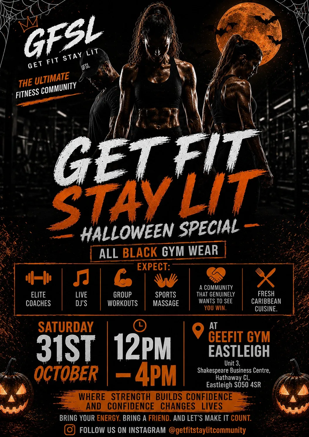 GET FIT STAY LIT: HALLOWEEN SPECIAL - ALL BLACK GYM WEAR at Geefit Group Training Gym Eastleigh