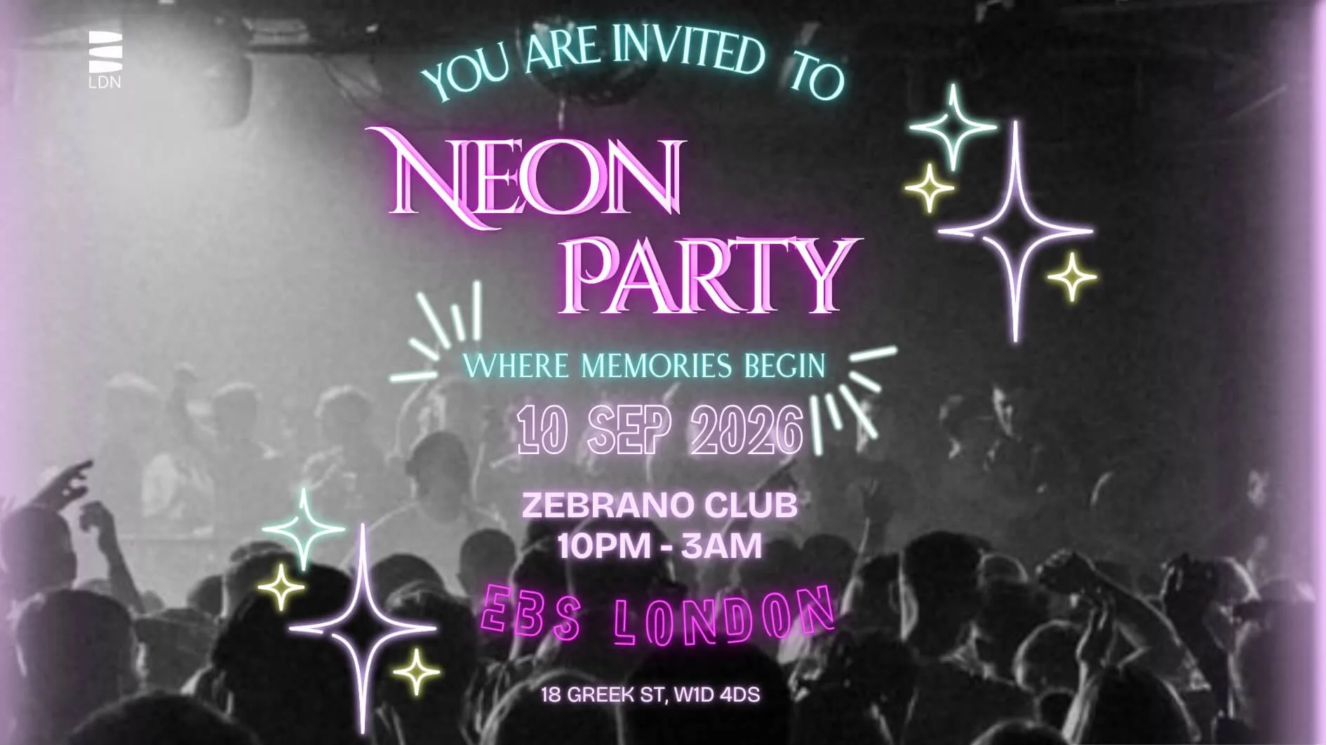 NEON PARTY - DRESS TO GLOW - ESCP at Soho Zebrano
