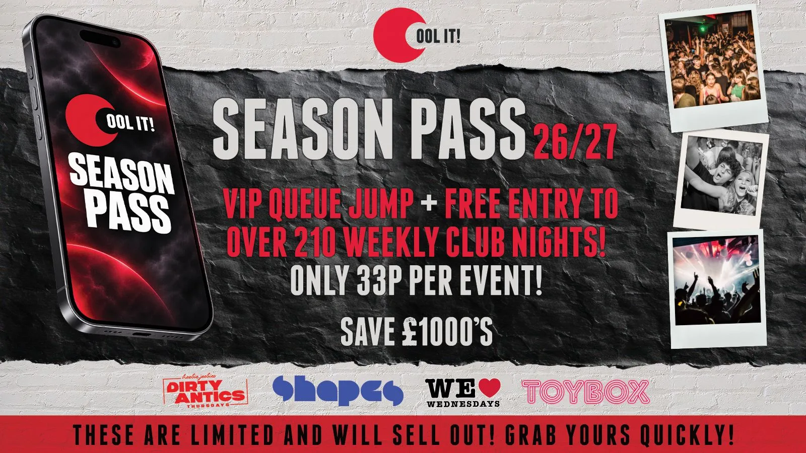 COOL IT MCR PLATINUM SEASON PASS 🌟🎟️ - FREE ENTRY & QUEUE JUMP TO EVERY WEEKLY EVENT FOR THE WHOLE OF THE STUDENT YEAR! SAVE £1000’s! VERY LIMITED!