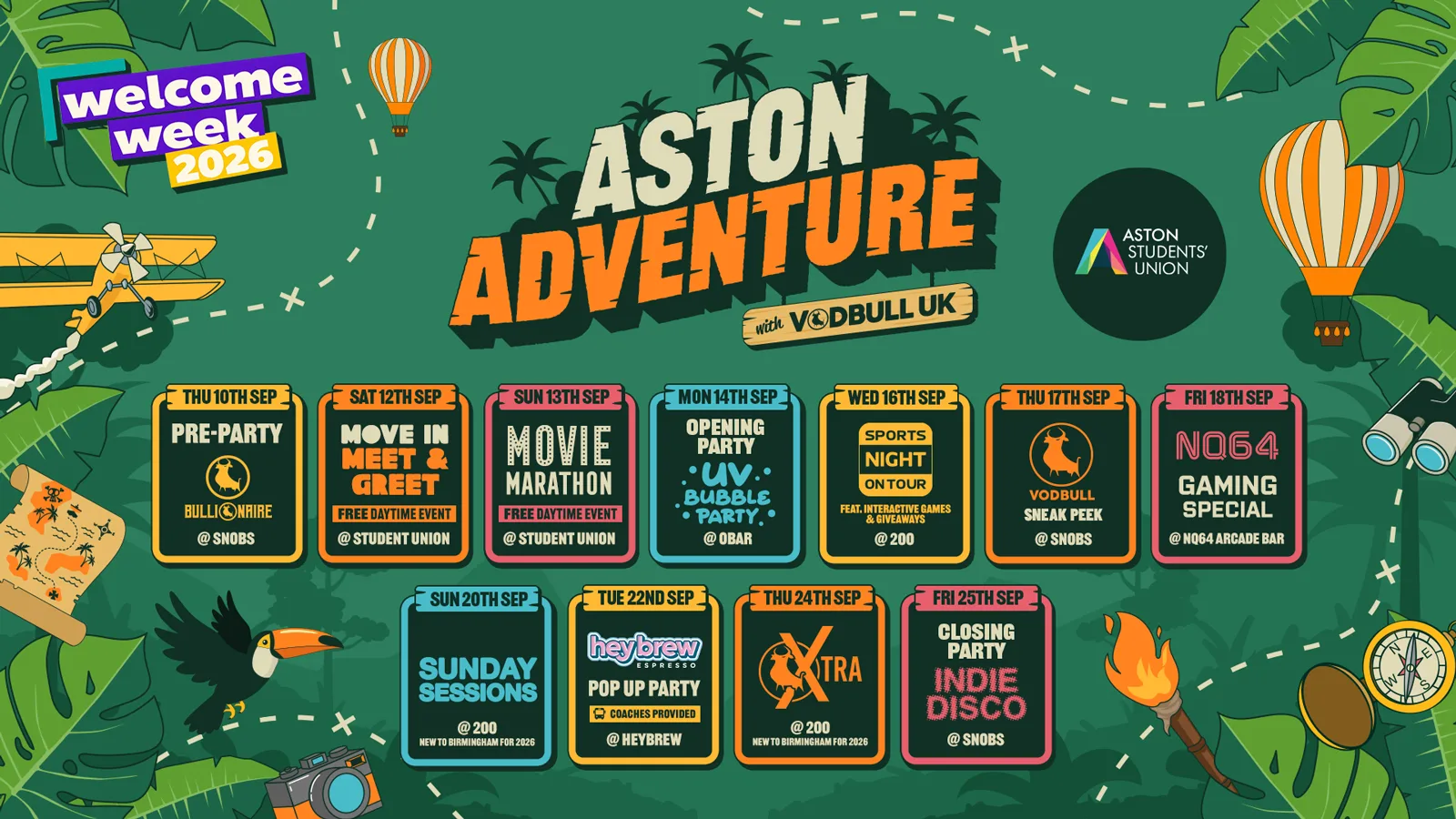 🗺️⭐️ The OFFICIAL Aston Adventure Welcome Pack 2026 [⚠️70% SOLD OUT!⚠️] 🧭 ALL STUDENTS, ALL UNIS, WELCOME! Freshers & Returners!! at Various Venues 