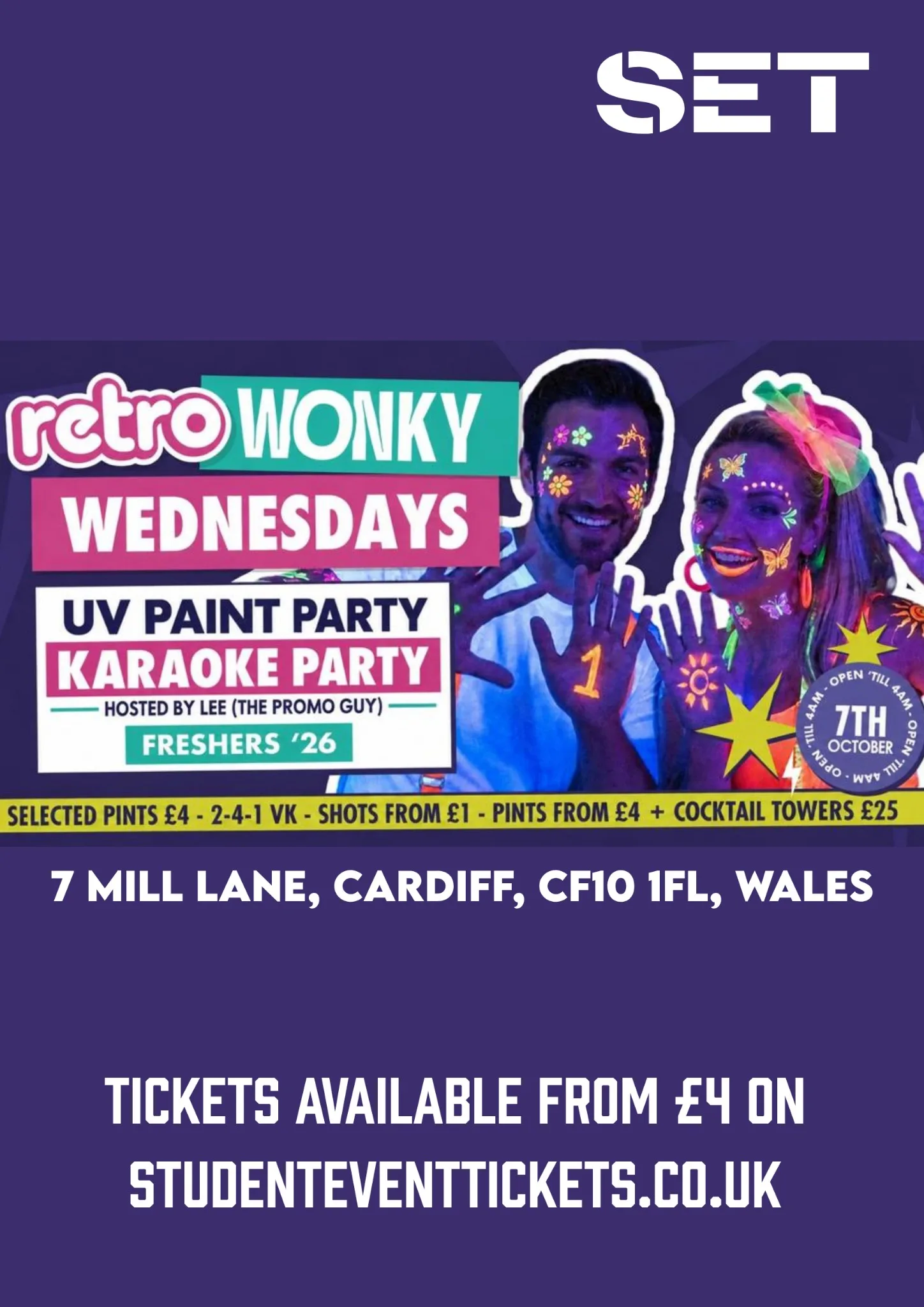 FRESHERS UV PAINT RAVE @ RETRO CARDIFF WEDNESDAY 7TH OCTOBER