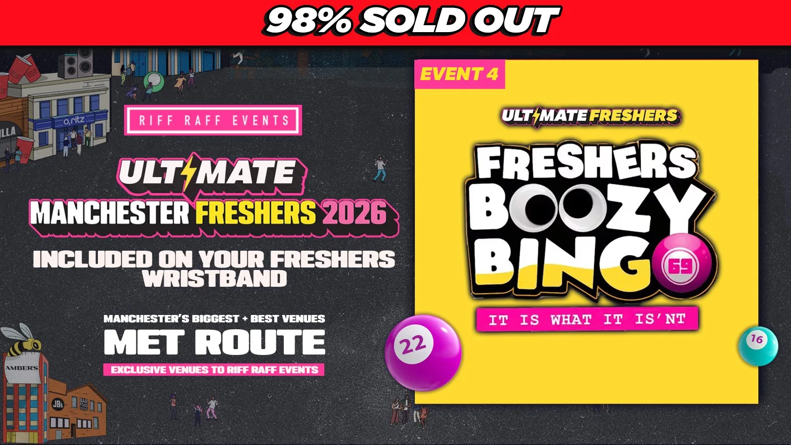 DAY 3: RIFF RAFF ULTIMATE MMU FRESHERS : BOOZY BINGO @ 🎱 THE GROSVENOR at The Grosvenor Manchester