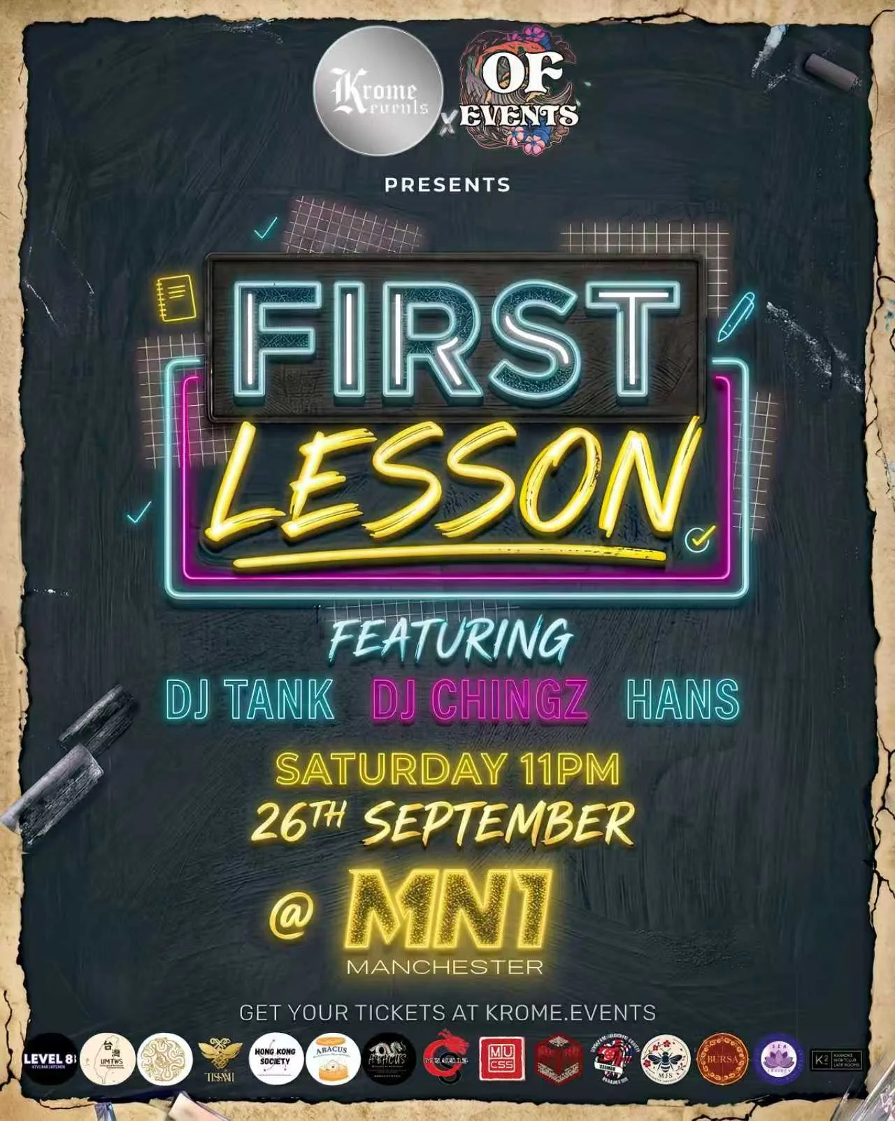 9.26 周六-开学第一课|First Lesson:Krome*OF 26/27 开炸! at MN1 Manchester