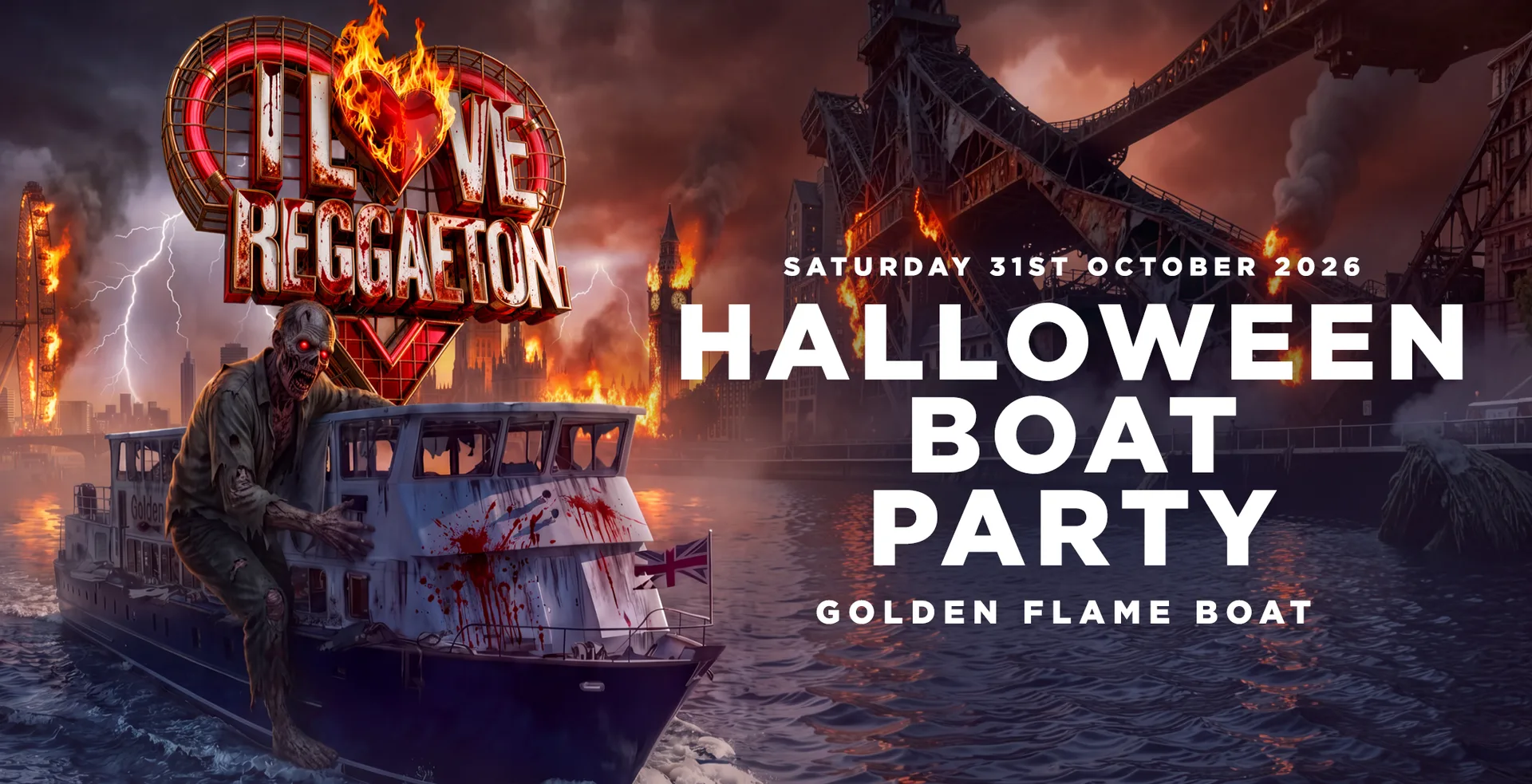 BIGGEST HALLOWEEN BOAT REGGAETON PARTY BY I LOVE REGGAETON - SAT 31/10/26 at Temple Pier