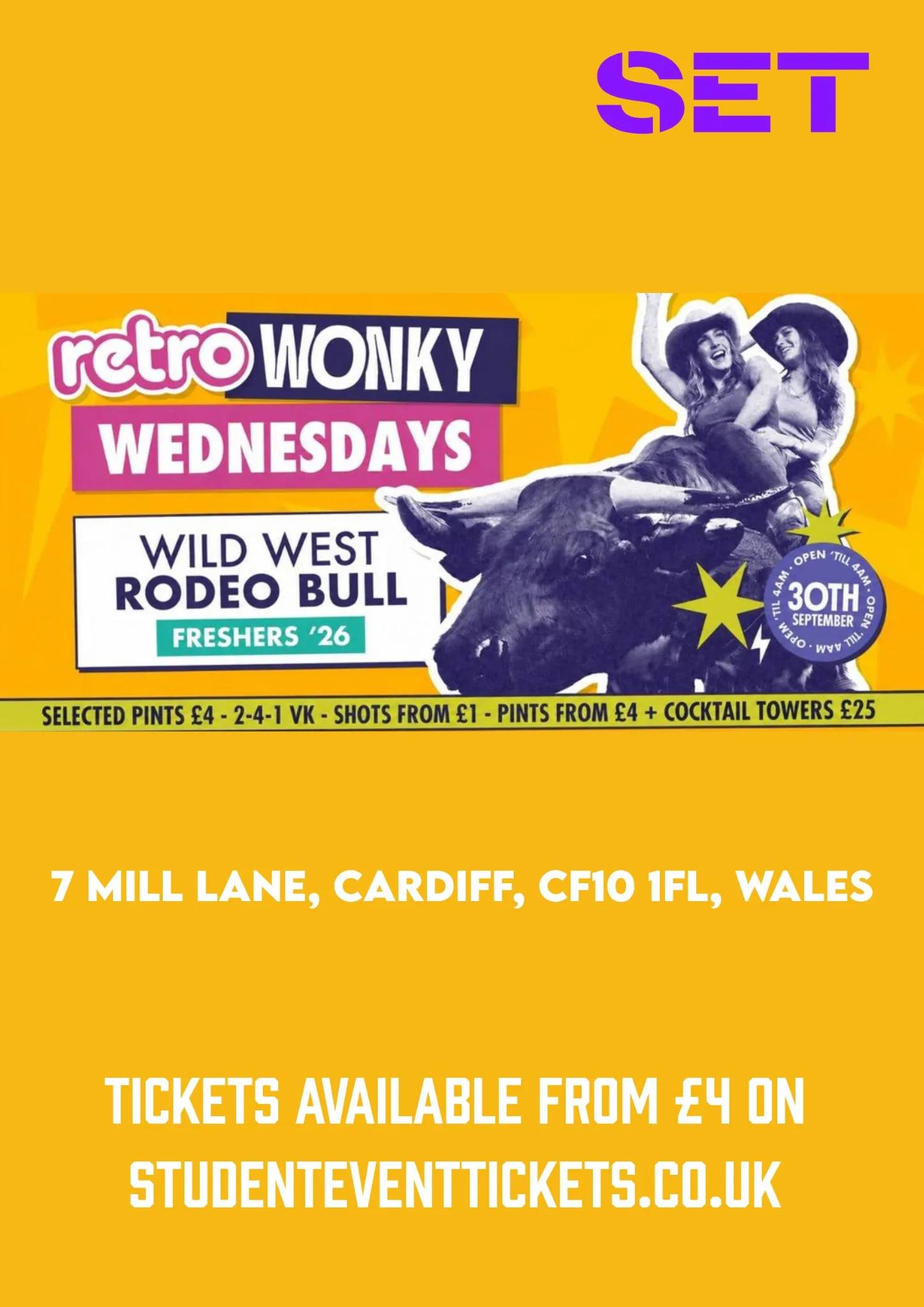 RETRO WONKY WEDNESDAYS WILD WEST WEDNESDAY 30TH SEPTEMBER at Retro
