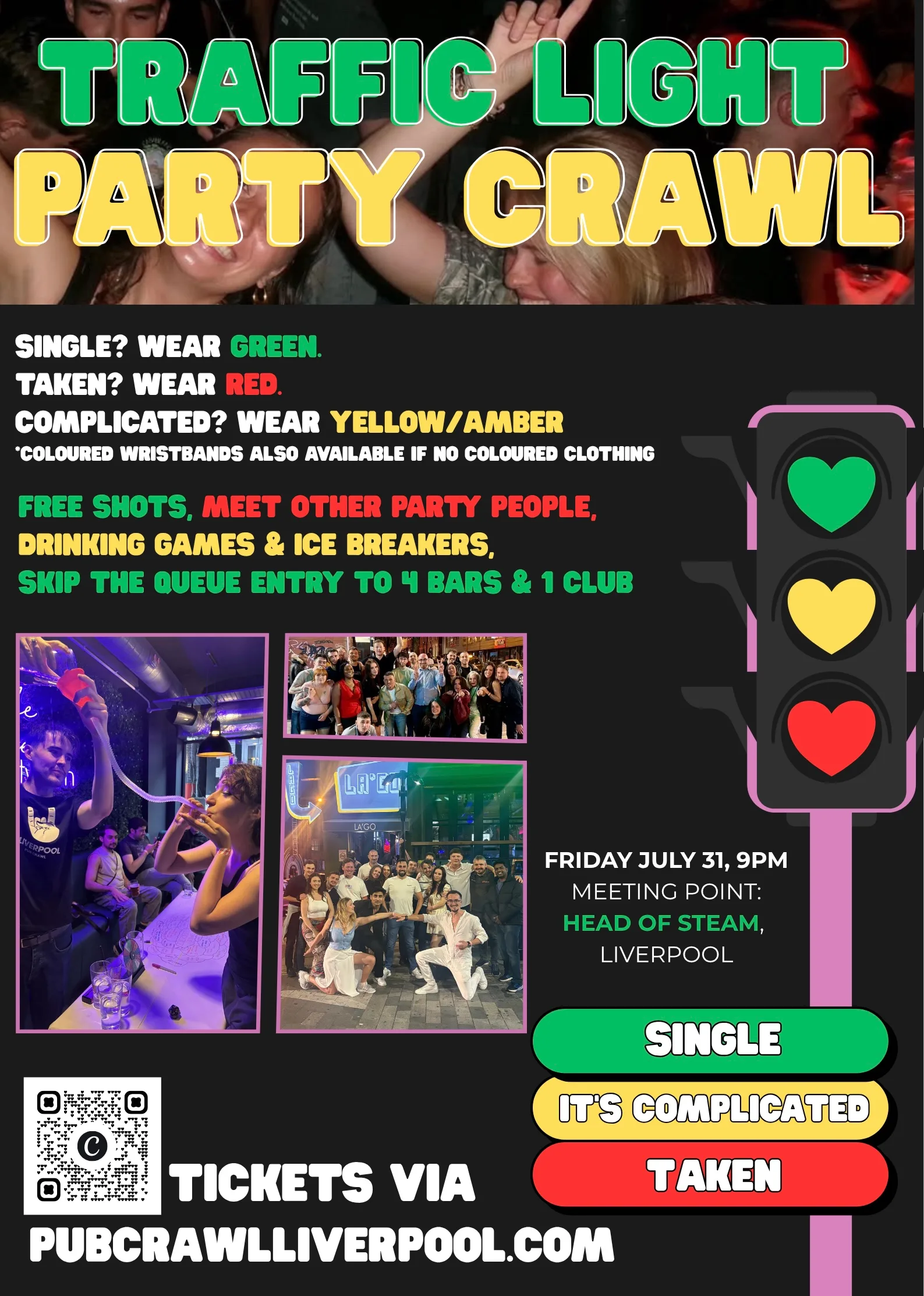 🚦 Traffic Light Pub Crawl - Free Shots, Club Entry