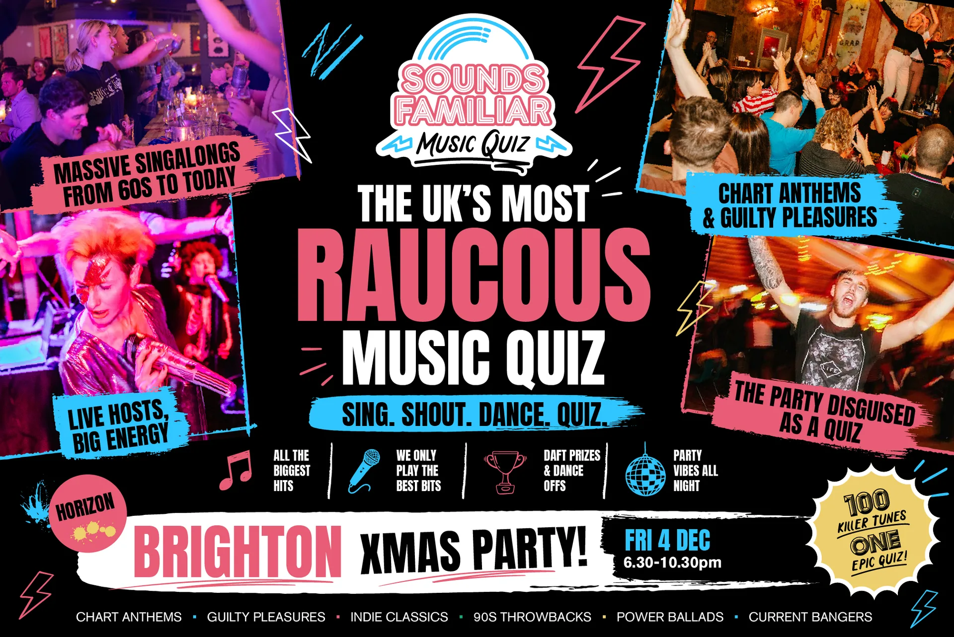 Sounds Familiar Music Quiz – Christmas Party Brighton at Horizon Nightclub