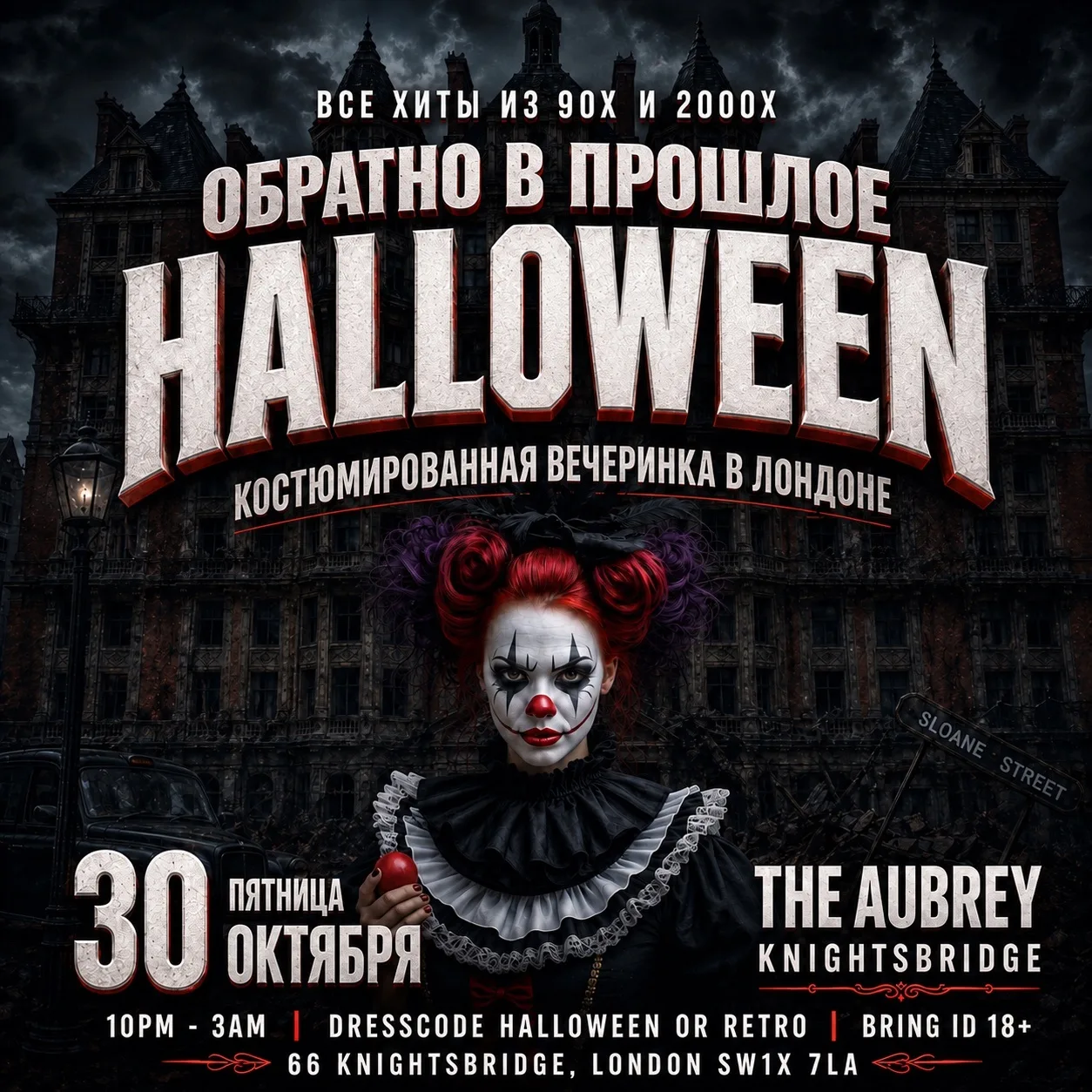 ОБРАТНО В ПРОШЛОЕ 90x & 2000x - RETRO HALLOWEEN Вечеринка в Лондоне - The Aubrey