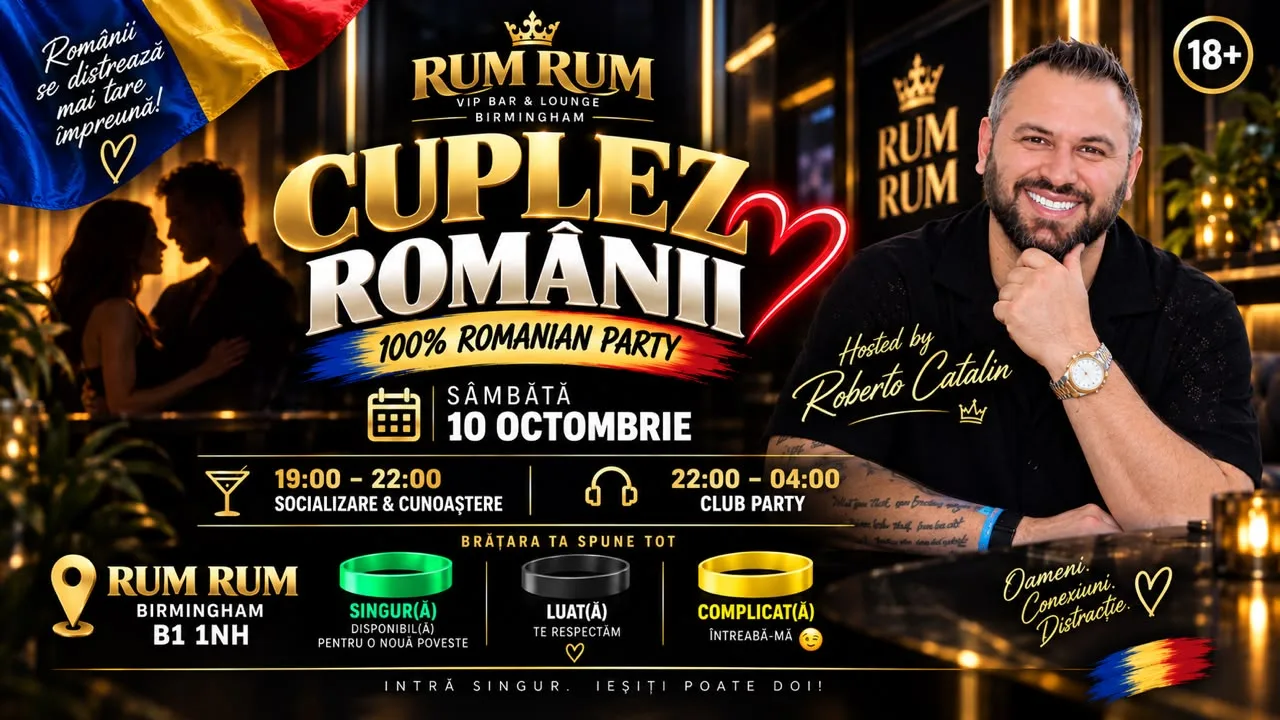Romanian Party revine la RUM RUM Birmingham! – 10 OCTOMBRIE at RumRum VIP Bar & Lounge