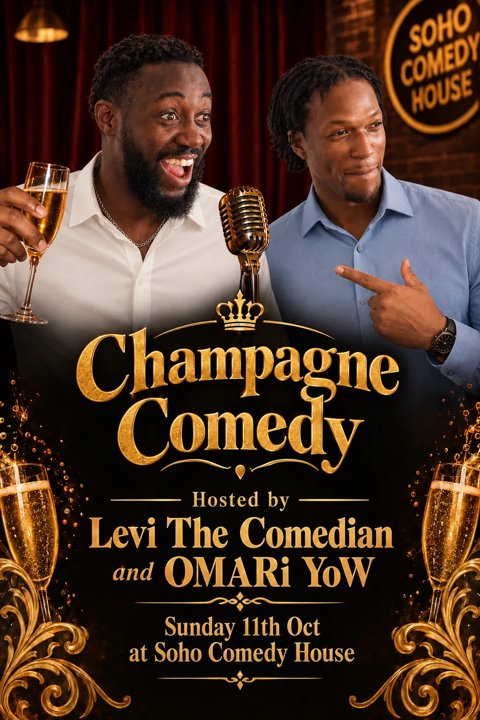 Champagne Comedy 11th October at Soho Comedy House