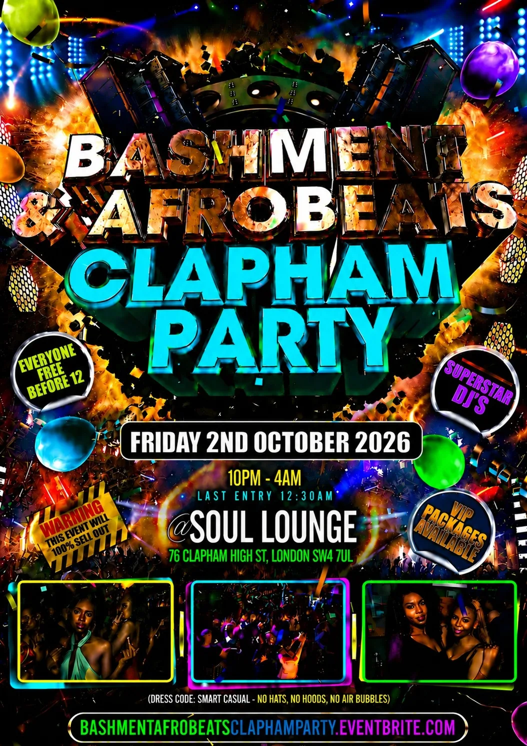 Bashment & Afrobeats Clapham Party - Everyone Free Before 12AM