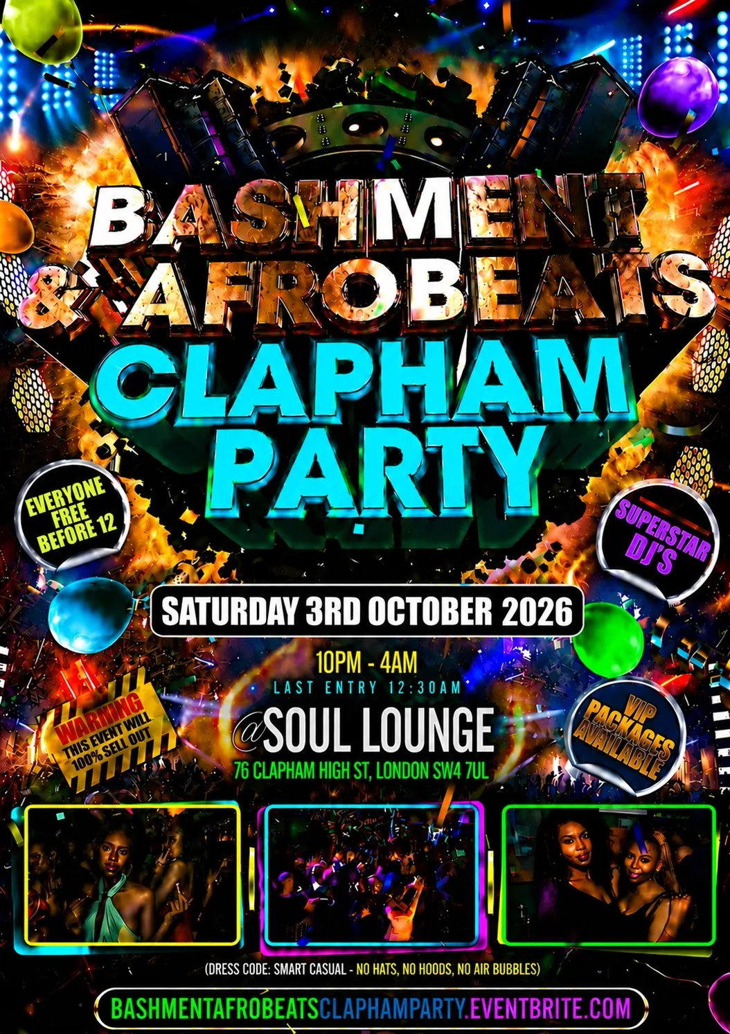 Bashment & Afrobeats Clapham Party - Everyone Free Before 12AM
