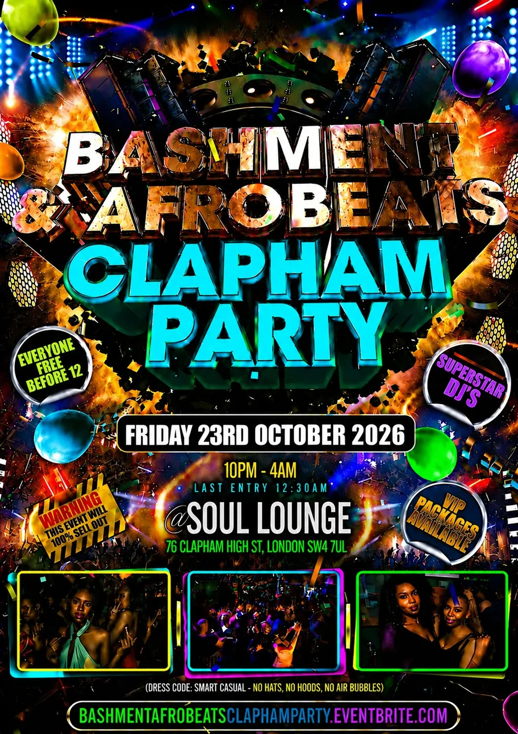 Bashment & Afrobeats Clapham Party - Everyone Free Before 12AM