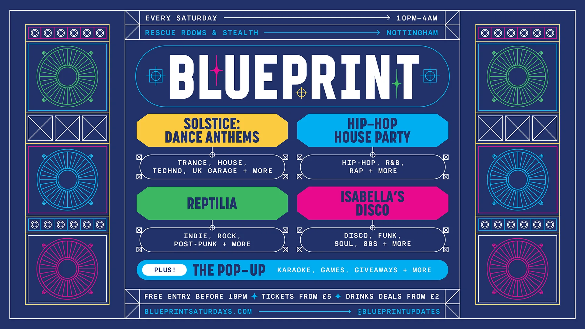 BLUEPRINT 🔹 Five Stages 🔹 Two Clubs 🔹 One Party at Rescue Rooms