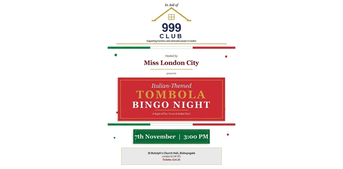 Italian Tombola Bingo Night — Fundraiser for the 999 Club