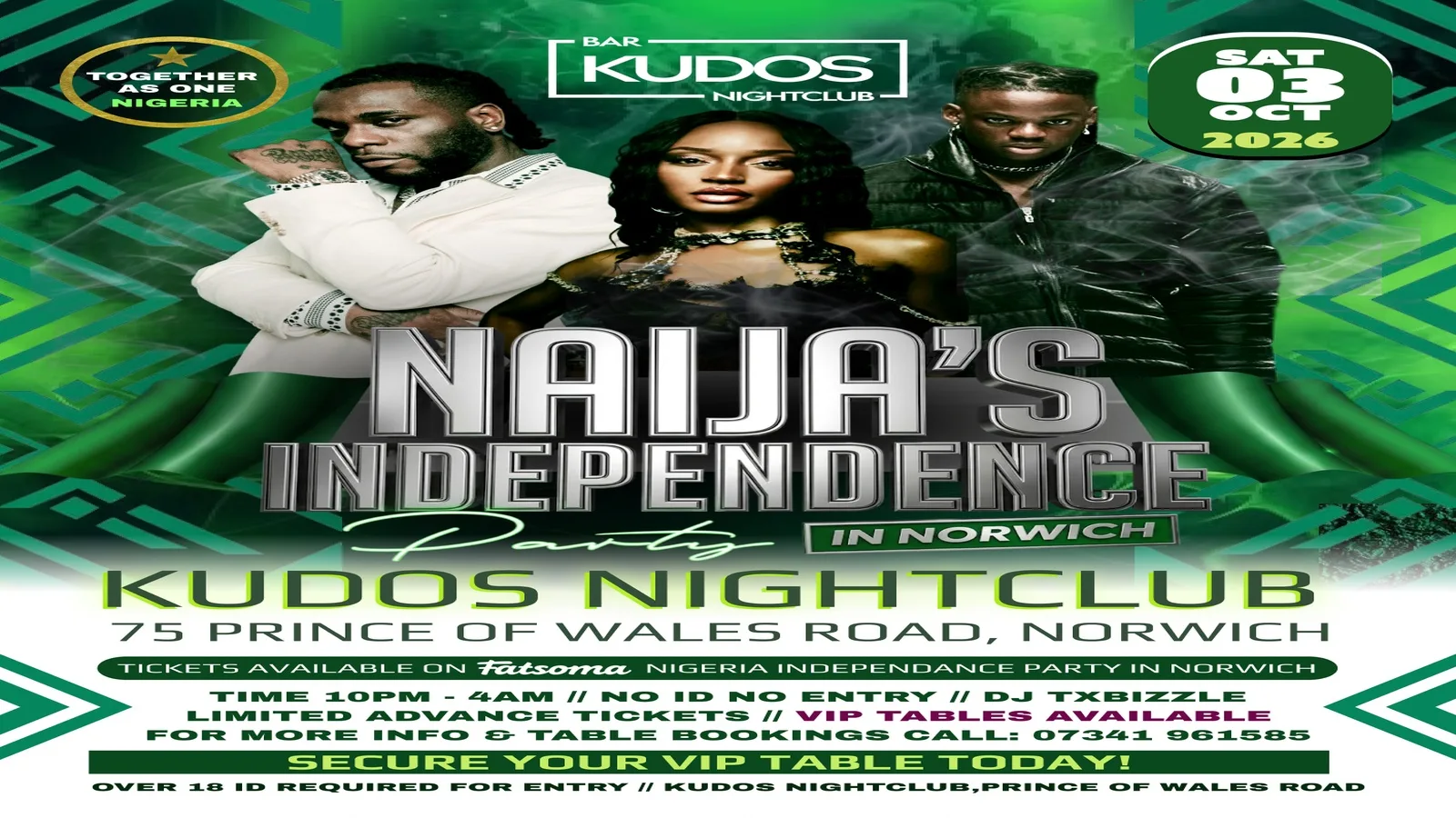 🇳🇬 KUDOS PRESENTS: NAIJA’S INDEPENDENCE PARTY 🇳🇬 at KUDOS Bar and Nightclub