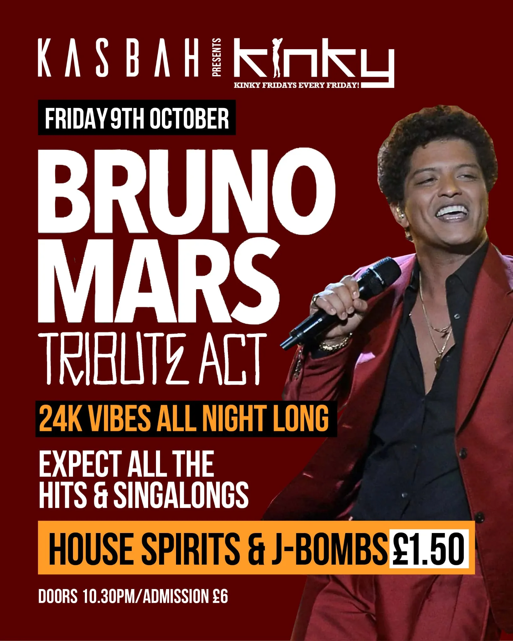 Kinky Fridays ft Bruno Mars Tribute Act | Coventry Freshers 2026 at Kasbah Nightclub