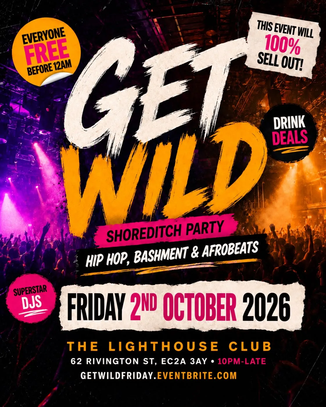 Get Wild - Shoreditch Party - Everyone Free Before 12AM at The Lighthouse Bar and Club