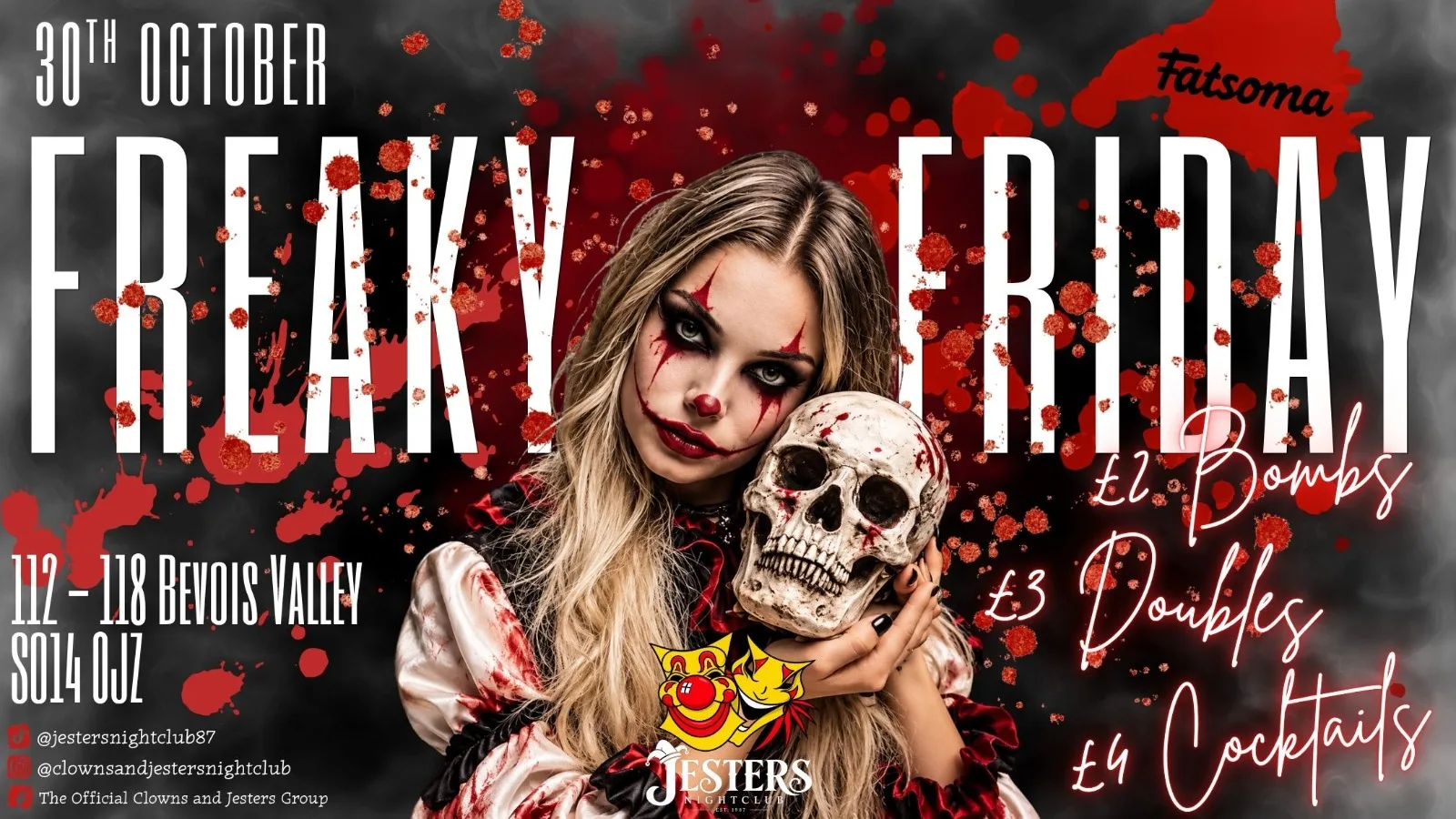 Freaky Friday – 30th October at Clowns Wine Bar and Jesters Nightclub