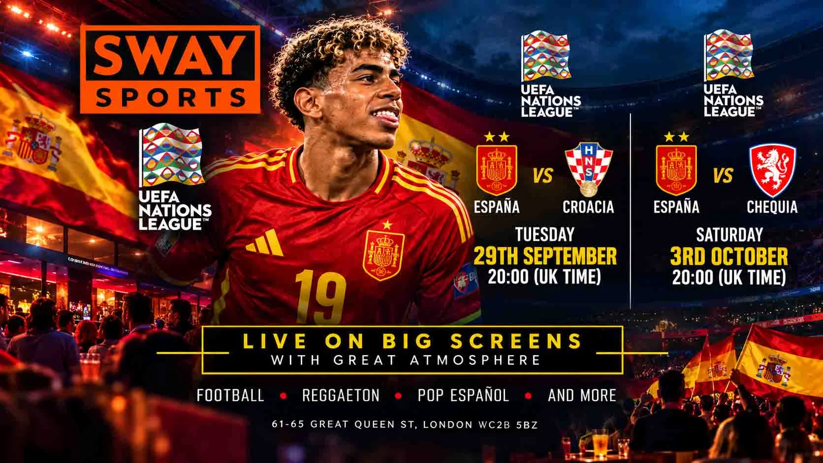 ESPAÑA 🆚 INGLATERRA  26 de Septiembre 🇪🇸⚽ LA CASA DE LA SELECCIÓN ESPAÑOLA EN LONDRES — SWAY SPORTS at Sway Bar