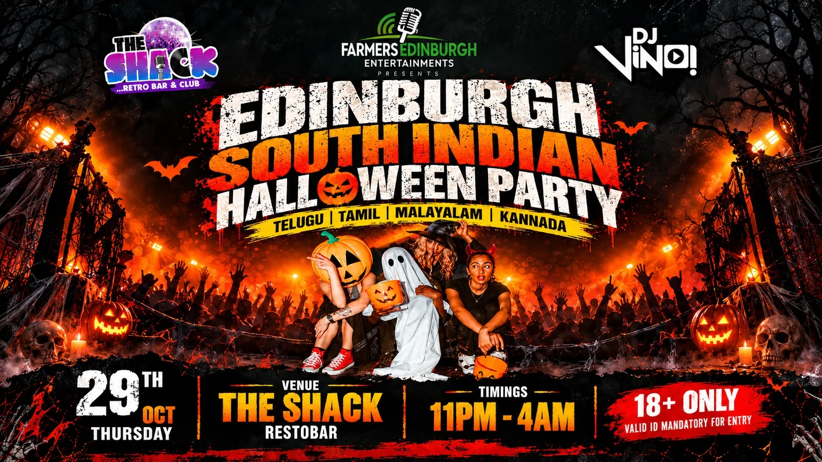 🎃EDINBURGH SOUTHINDIAN HALLOWEEN PART 🎃 at The Shack Retro Bar & Club