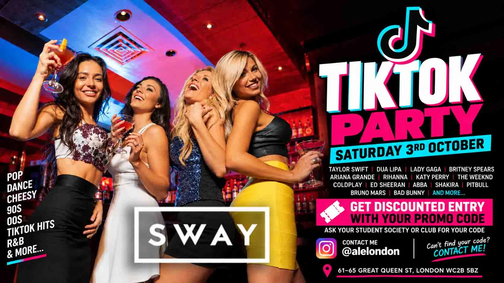 🔥 TIKTOK PARTY — SATURDAY 3RD OCTOBER by SWAY BAR LONDON at Sway Bar