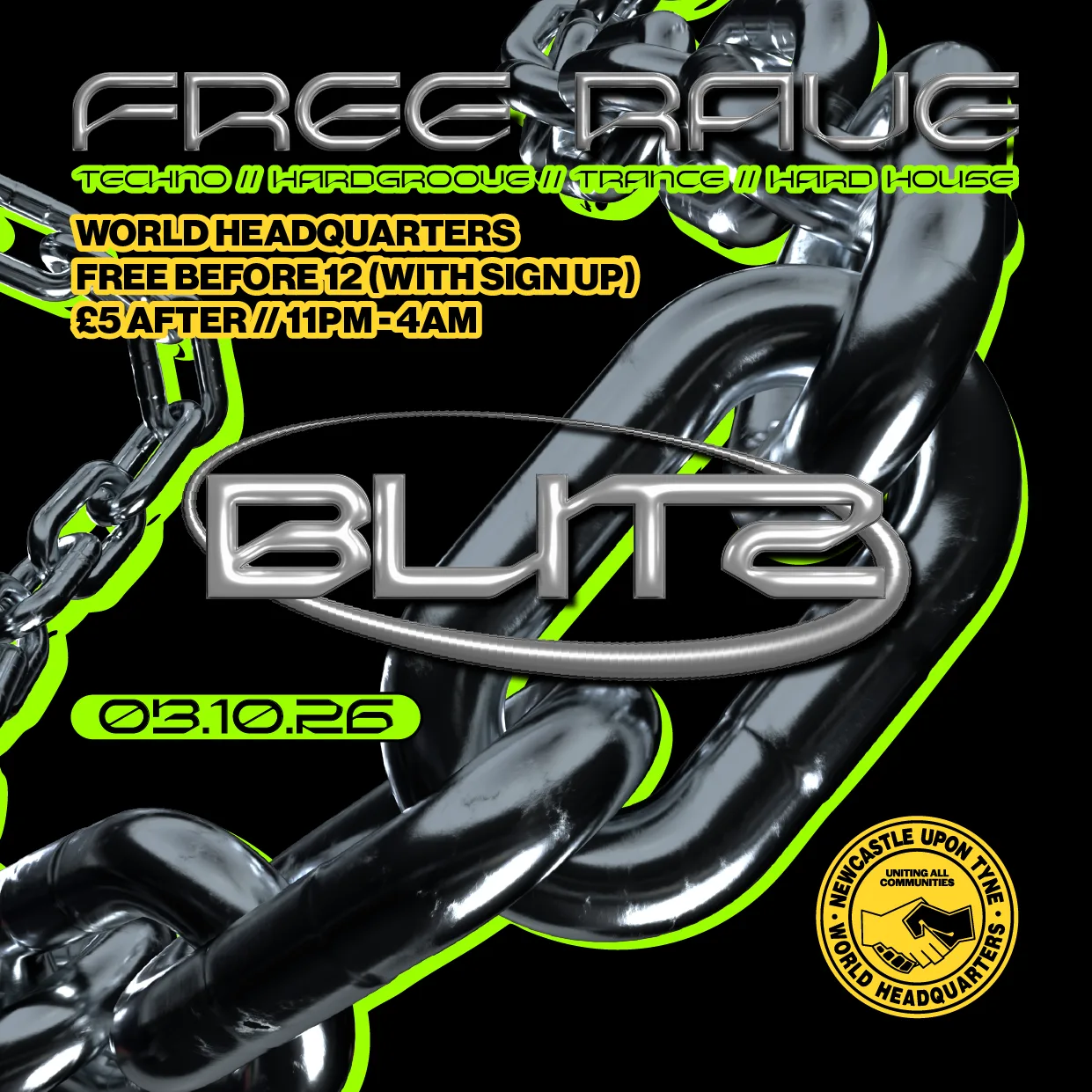 BLITZ - Techno/Hardgroove/Trance/Hard Dance - FREE RAVE at World HQ