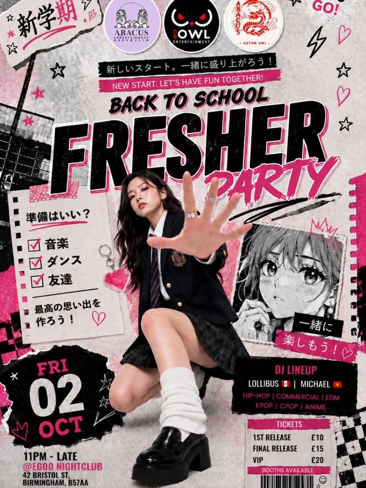 BIRMINGHAM ESEA Freshers Rave 2: Back To School Welcome Club Night | Empire x Go Owl | KPop HipHop EDM & More | 2/10/26