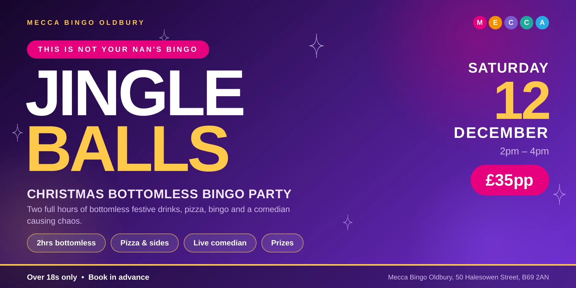 Jingle Balls: Christmas Bottomless Brunch & Bingo Party at Mecca Bingo Oldbury
