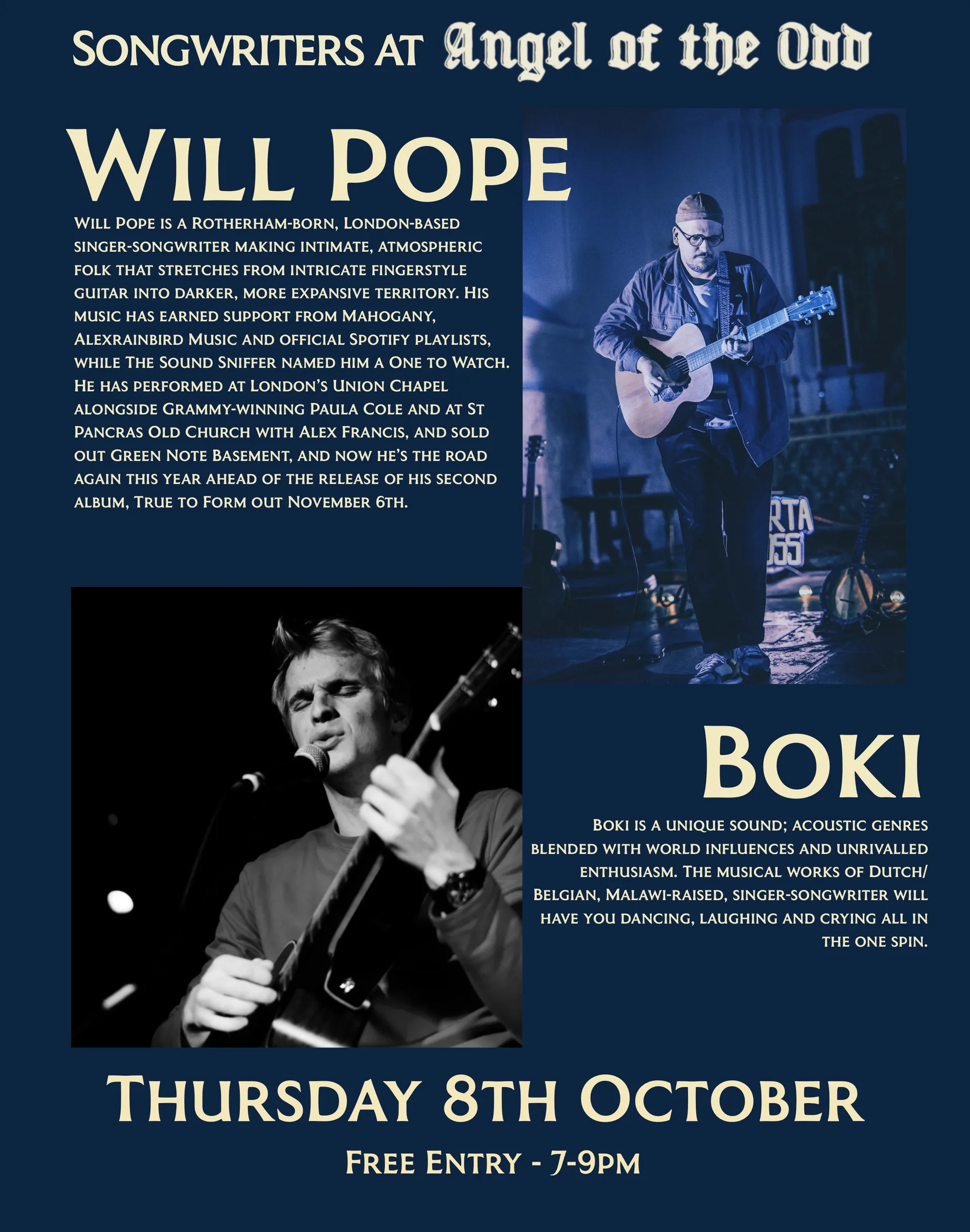 Songwriters at Angel of the Odd w/ Will Pope & Boki at Angel of the Odd