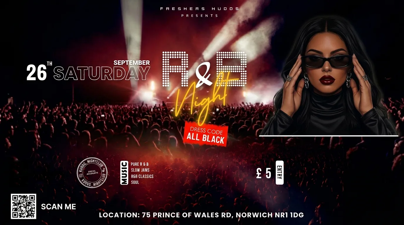 Kudos Presents: Freshers R&B Night - All Black Edition 🖤 at KUDOS Bar and Nightclub