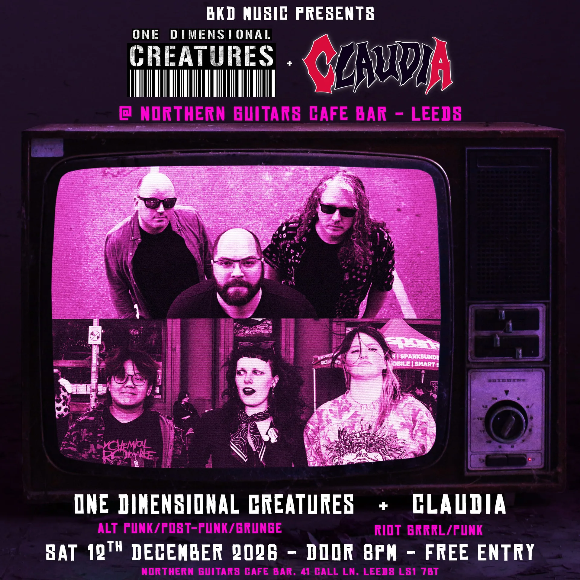 One Dimensional Creatures & Claudia @ Northern Guitars Cafe Bar in Leeds